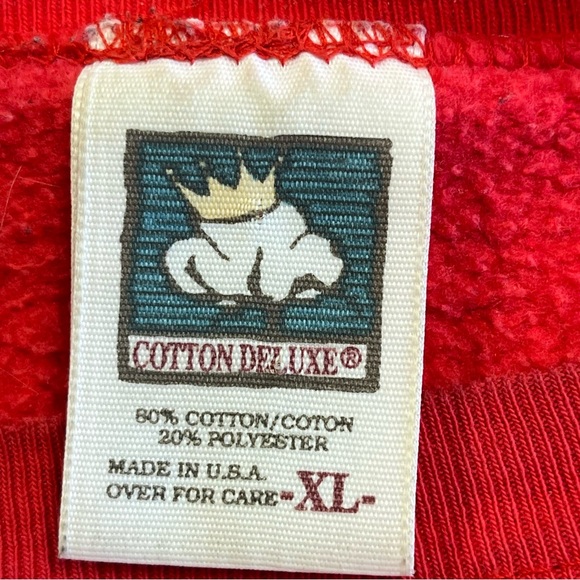 Vintage Y2K Emboidered ITALY Flag‎ Red Sweatshirt Size XL w/ Flaw 80s 90s USA - Picture 11 of 15